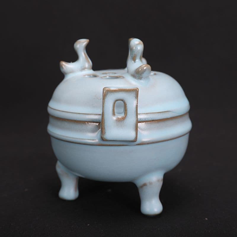 宋汝窯天青色三鳳鳥香炉 景徳鎮 陶磁器 装飾品 現代工芸品 美術品 置物