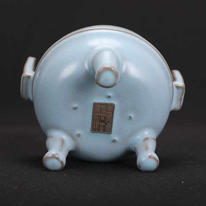 宋汝窯天青色三鳳鳥香炉 景徳鎮 陶磁器 装飾品 現代工芸品 美術品 置物