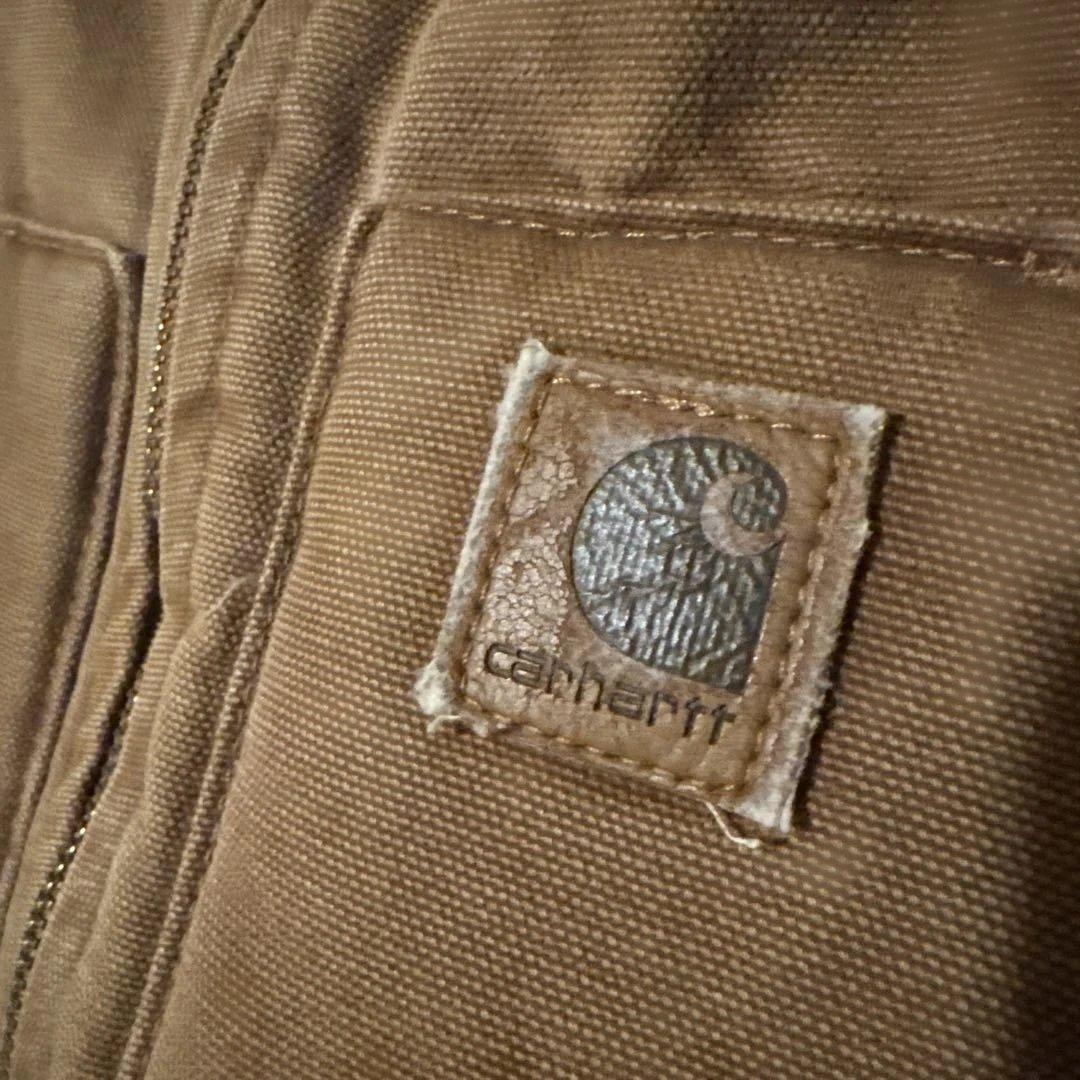 カーハート　ベスト　革タグ　ダック　ブラウン　usa