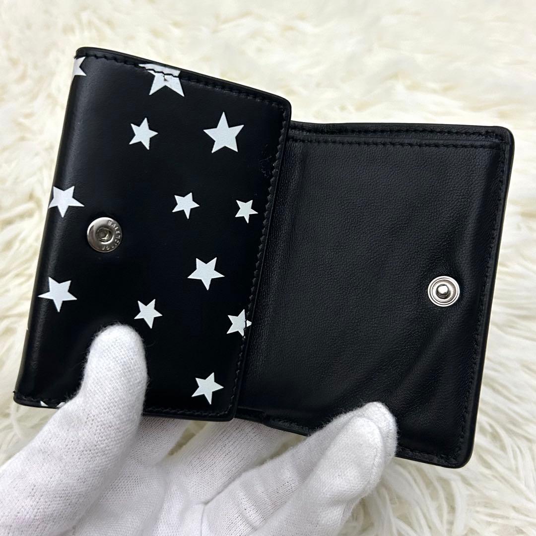 【美品】BALENCIAGA 三つ折り財布 ミニウォレット ブラック×ホワイト