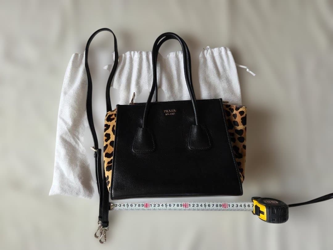 PRADA レザー バッグ ブラック×レオパード