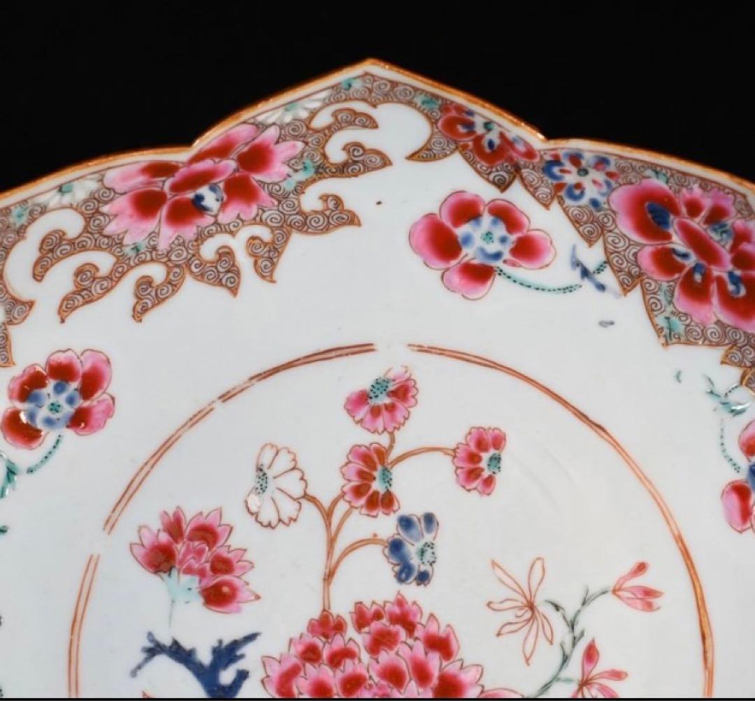 中国古美術品　清の雍正時代　粉彩花文皿　本物保証