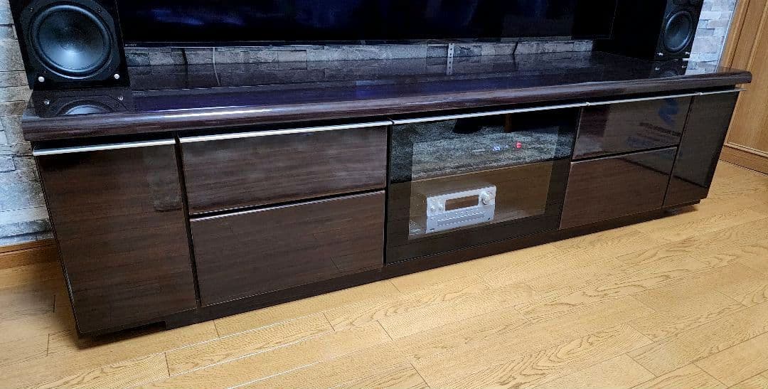 高級 ダークブラウン テレビ台 引き出し付き
