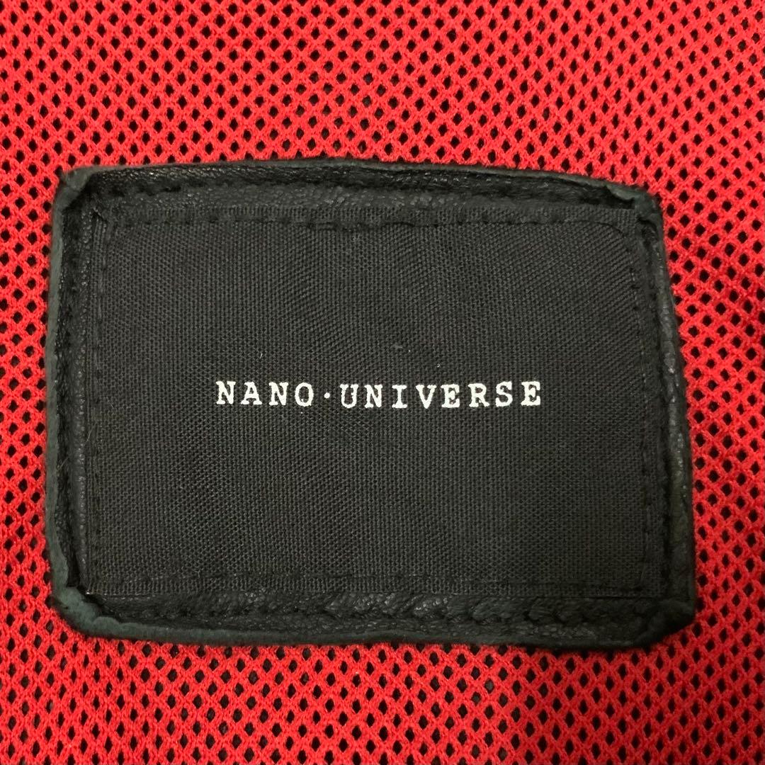 美品 ラムレザー ナノユニバース 裏地赤メッシュ ビッグジッパー メンズS