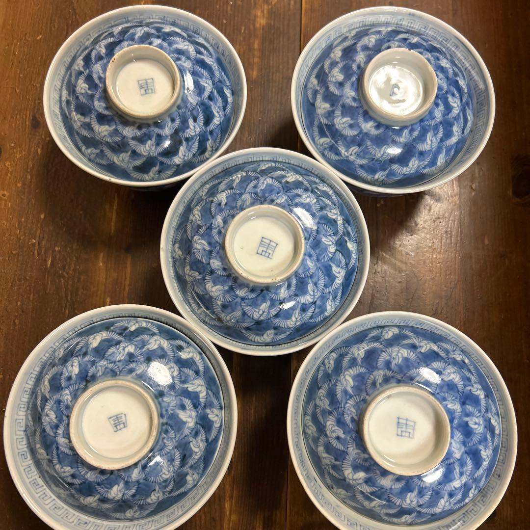 ア*ル様 古伊万里　手描き　江戸期　江戸時代　幕末　骨董品　龍の図　蓋付き　飯碗