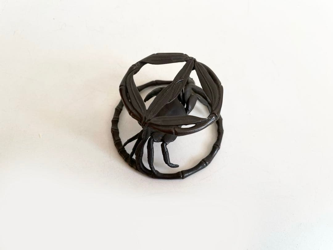 鋳師　吉田和正　唐金蓋置　笹蟹　蓋置　茶道具　共箱