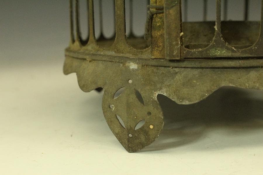 吊り灯籠 高32cm 時代 庭道具 鉄製(LC622)