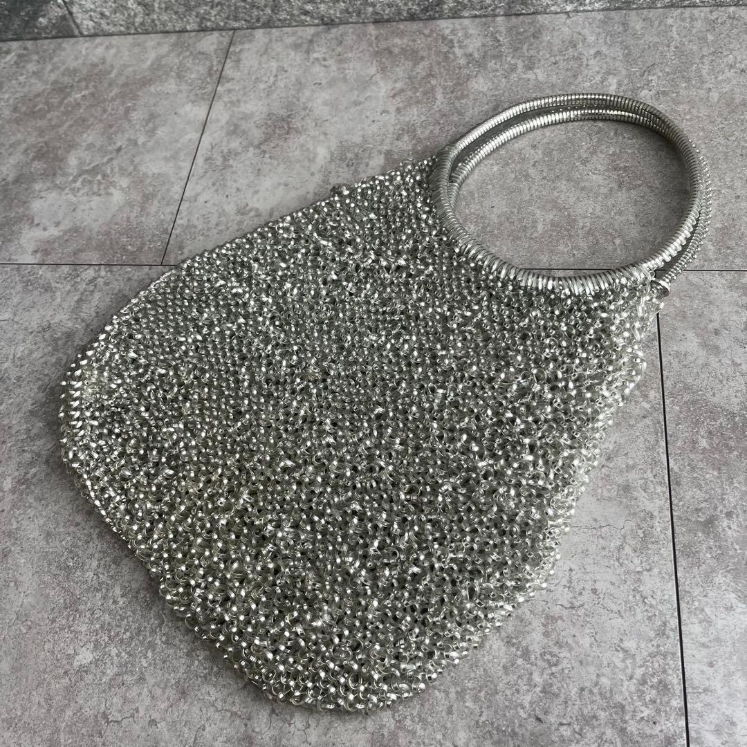 ANTEPRIMA ワイヤーバッグ ハンドバッグ シルバー　フラワービジュー