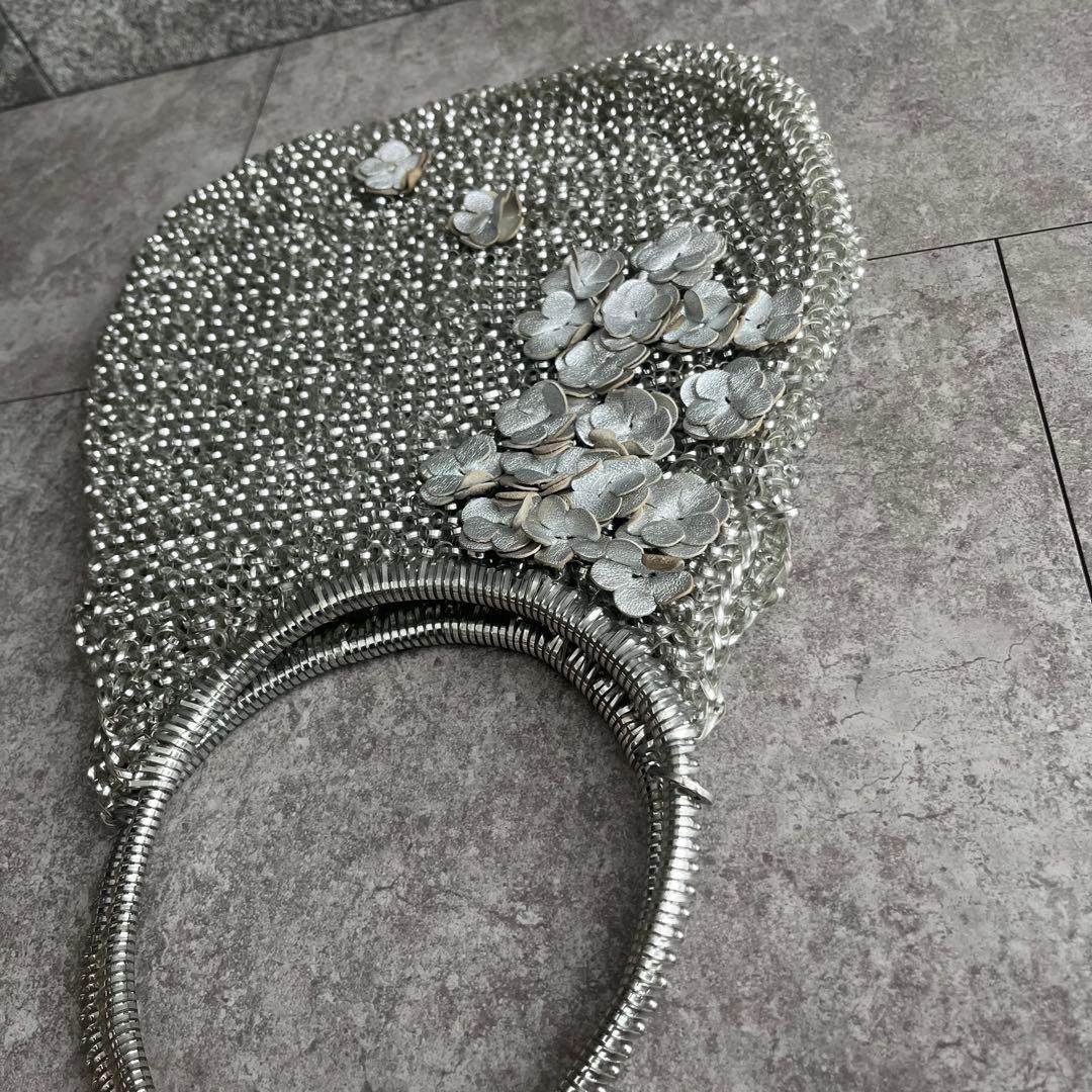 ANTEPRIMA ワイヤーバッグ ハンドバッグ シルバー　フラワービジュー