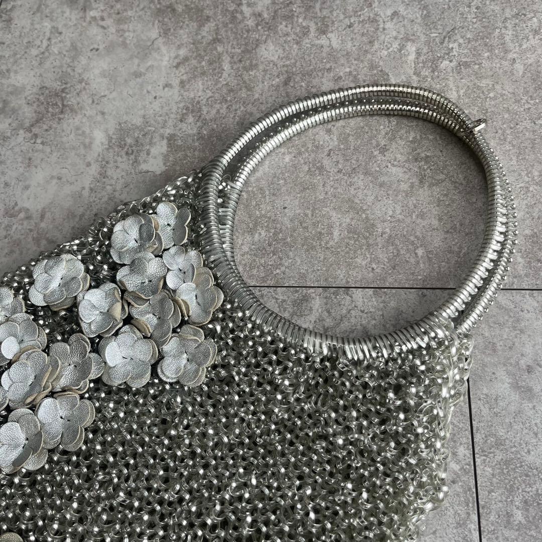 ANTEPRIMA ワイヤーバッグ ハンドバッグ シルバー　フラワービジュー