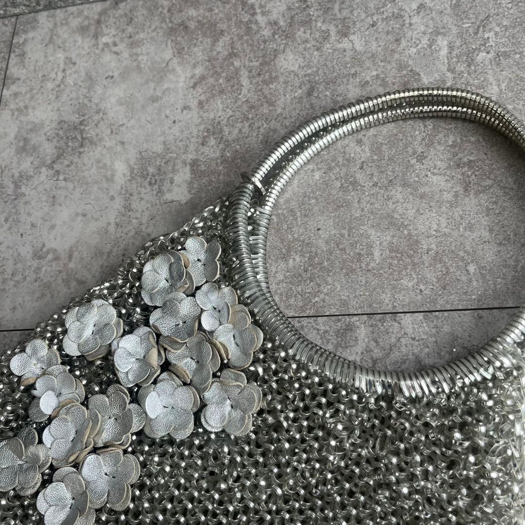 ANTEPRIMA ワイヤーバッグ ハンドバッグ シルバー　フラワービジュー