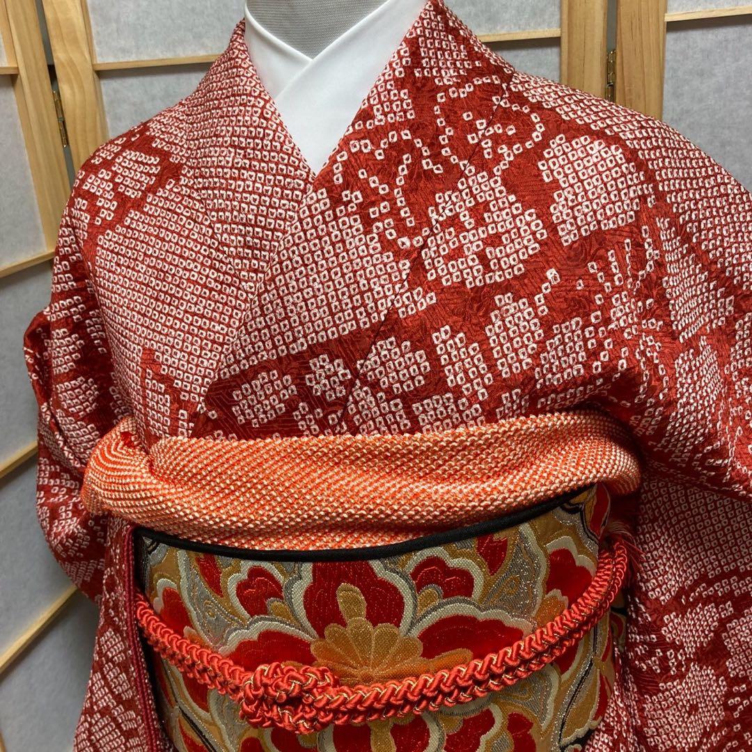 ［3135］振袖 4点セット 美品 総絞り 短冊 成人式 卒業式 着物 正絹 袷