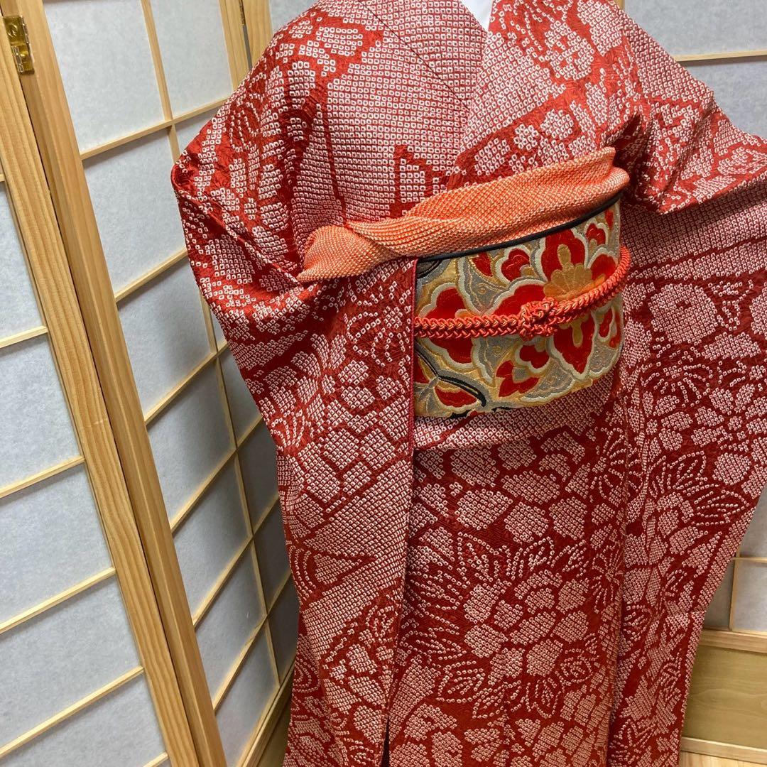 ［3135］振袖 4点セット 美品 総絞り 短冊 成人式 卒業式 着物 正絹 袷