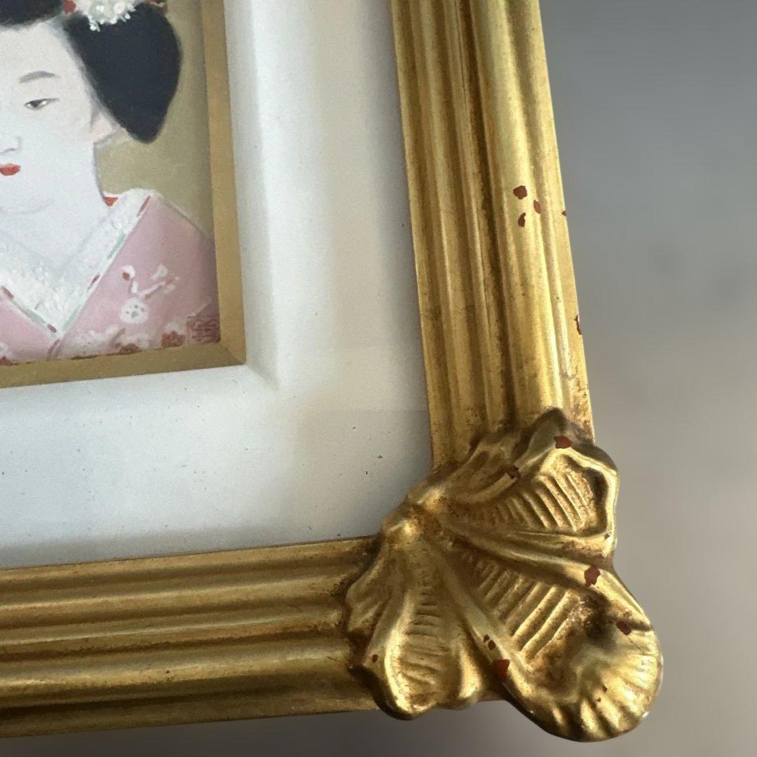 日本画 舞妓女性 金色フレーム