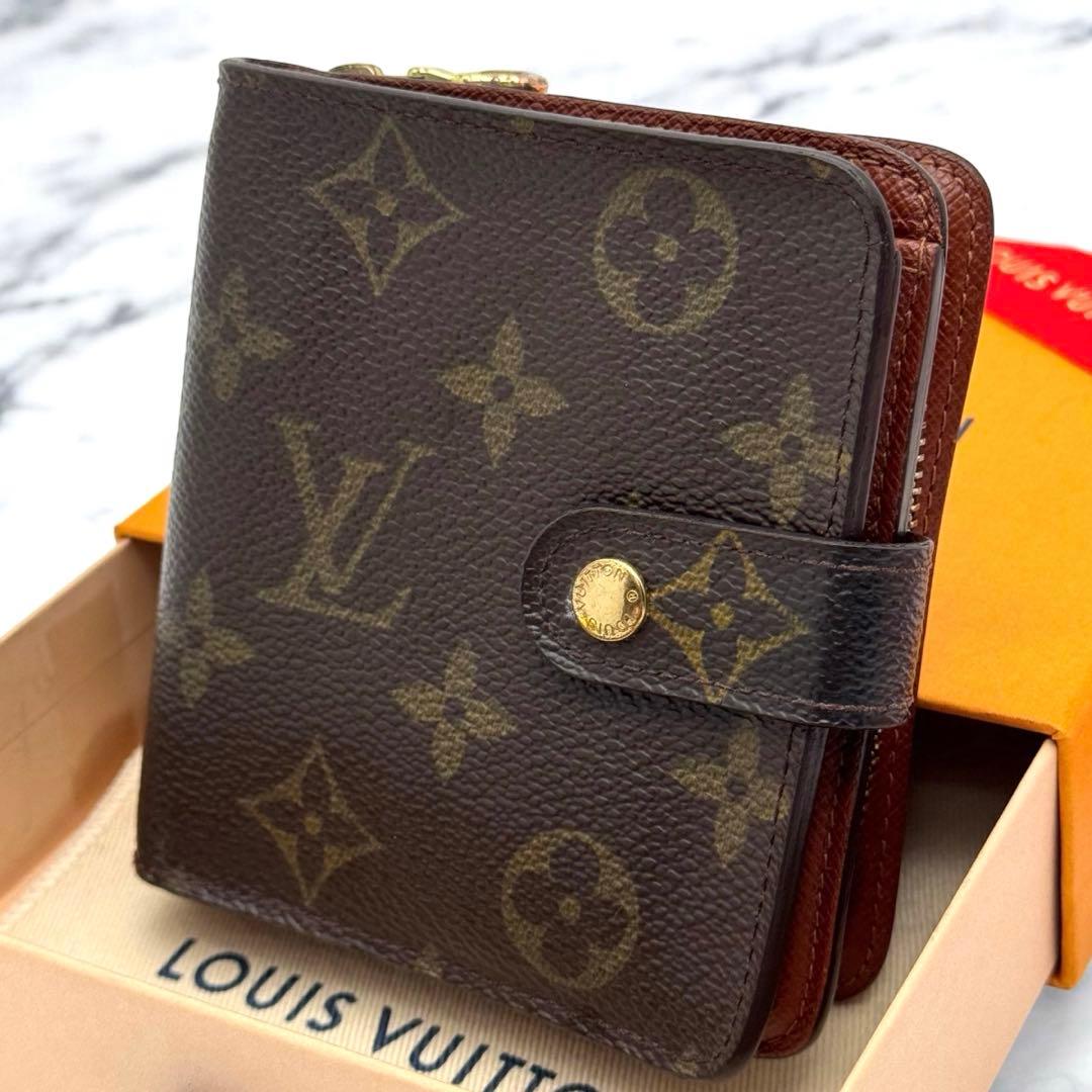 美品✨️ルイヴィトン　モノグラム　コンパクトジップ　折り財布　wallet　ミニ