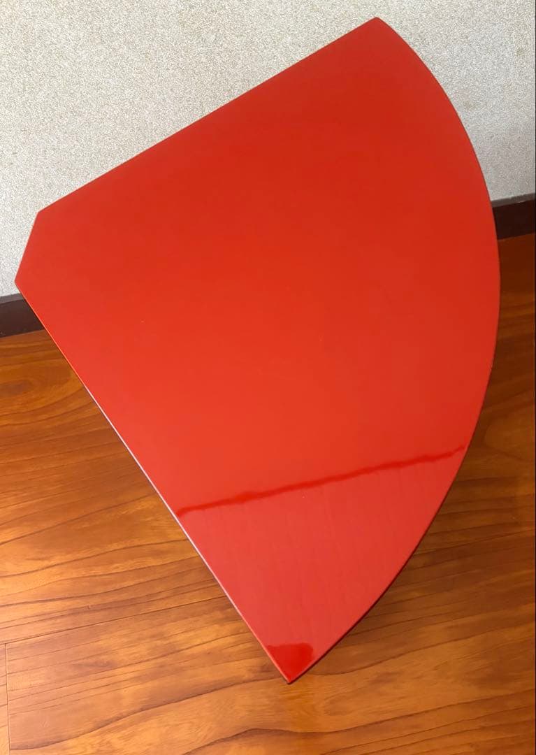 和テイスト 工芸品 木製 コーナー型 3段シェルフ コーナーラック 赤