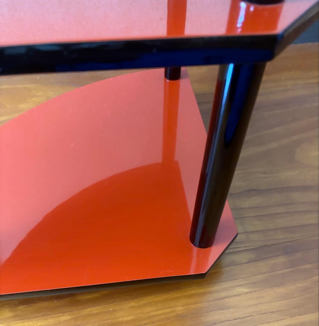 和テイスト 工芸品 木製 コーナー型 3段シェルフ コーナーラック 赤