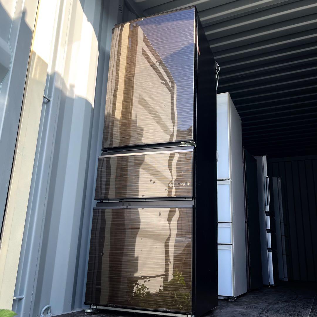 64取付無料！三菱木目調おしゃれインテリア401L大容量3ドア冷蔵庫！洗濯機