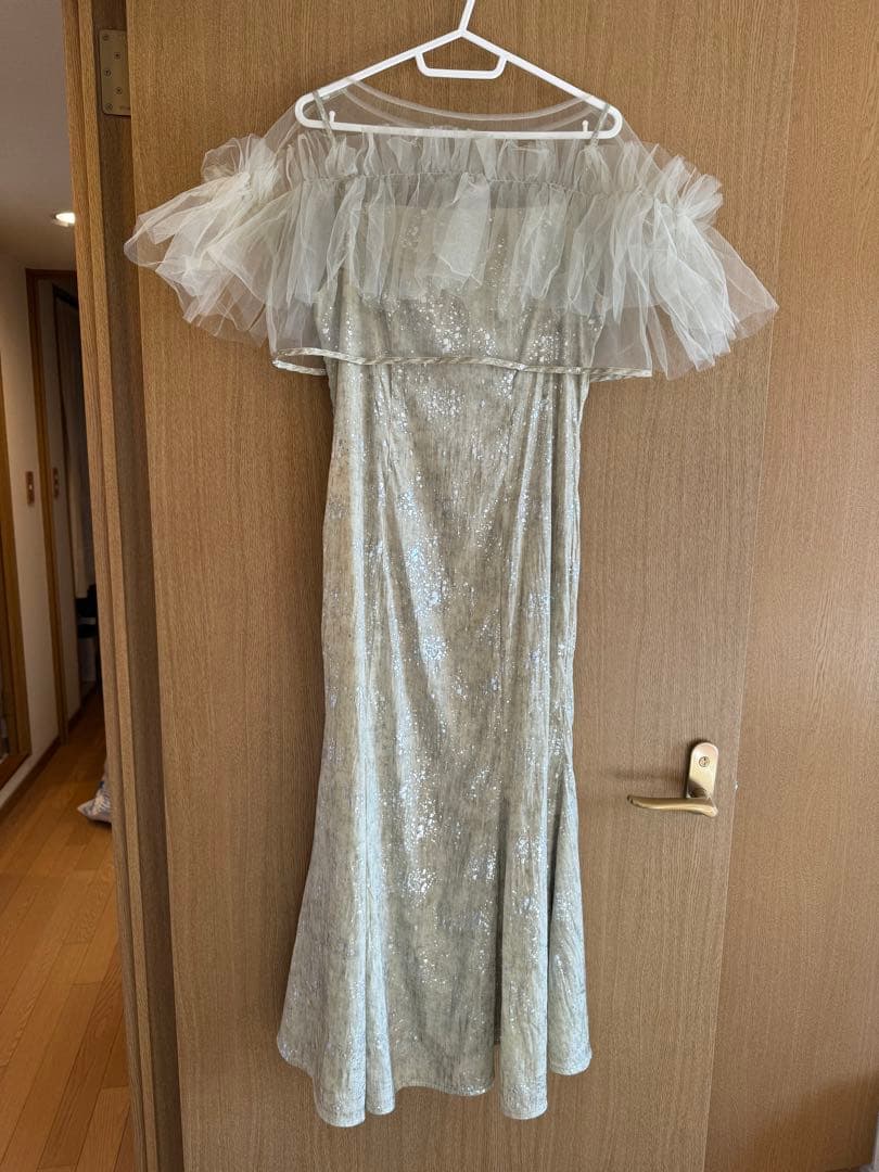 LEJA チュールフリルボレロペイントマーメイドドレス　Sサイズ　グリーン