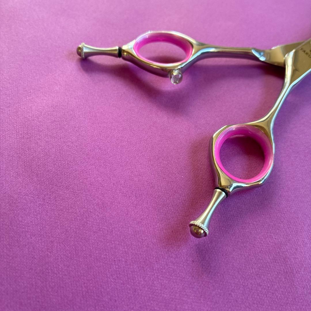 犬用トリミングハサミ ステンレス ピンク カーブシザー