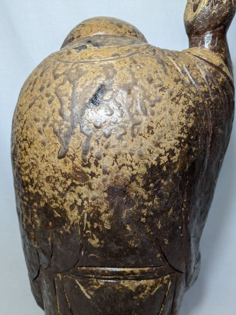 備前焼 布袋尊像 布袋様 七福神 置物 縁起物 伏香炉 インテリア 工芸品 陶像