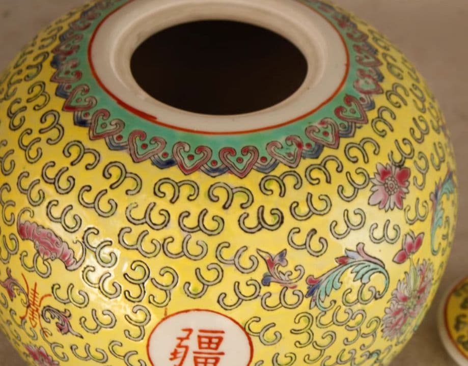 万寿無疆スイカ缶お 茶缶 景徳鎮 陶磁器 装飾品 現代工芸品美術品 置物