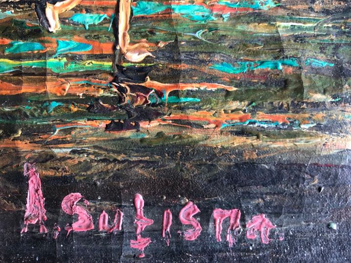 【値下げ】バリ島 有名画家 A. Sutisna真作 59.5×79.5cm