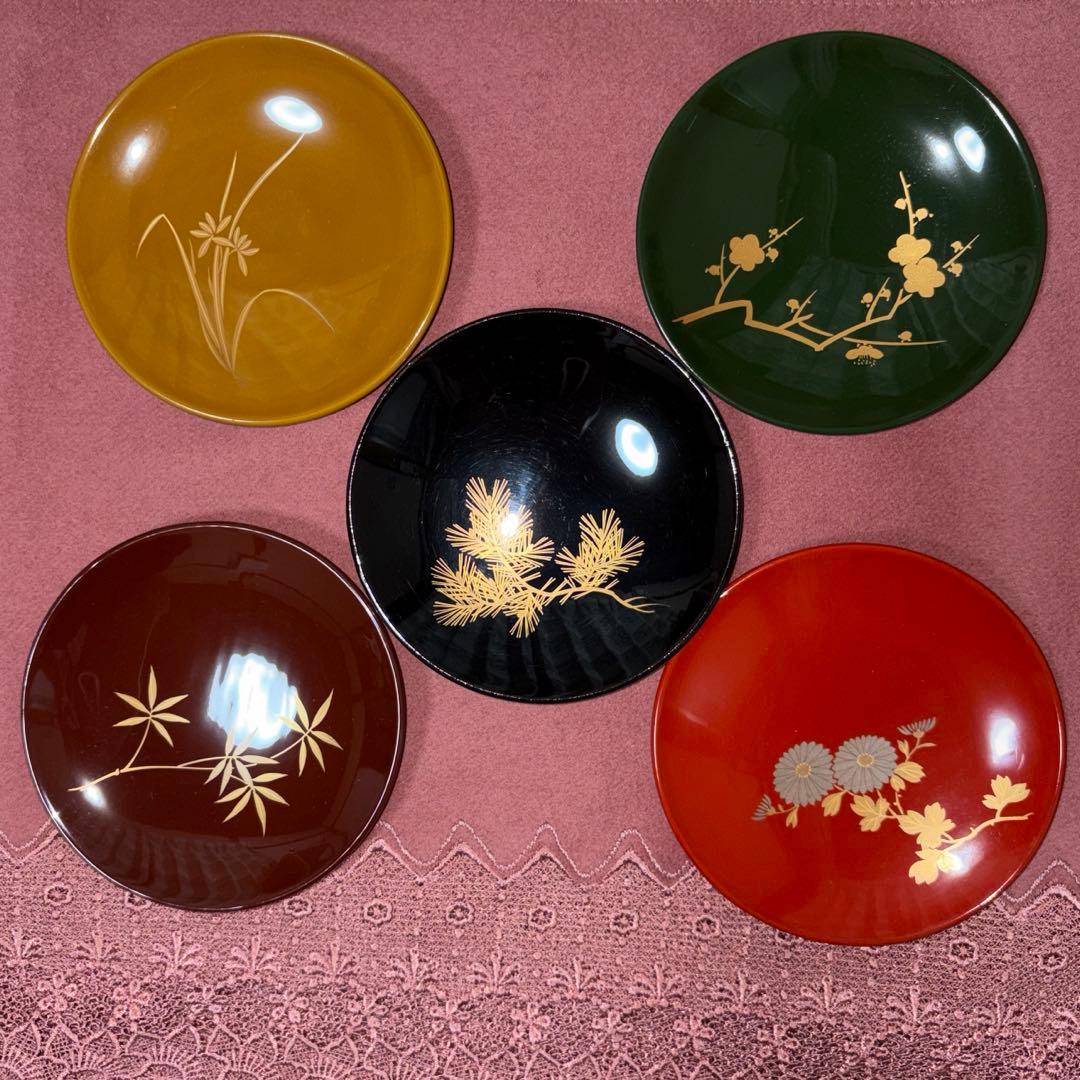 5色の銘々盆　京都平安 象彦