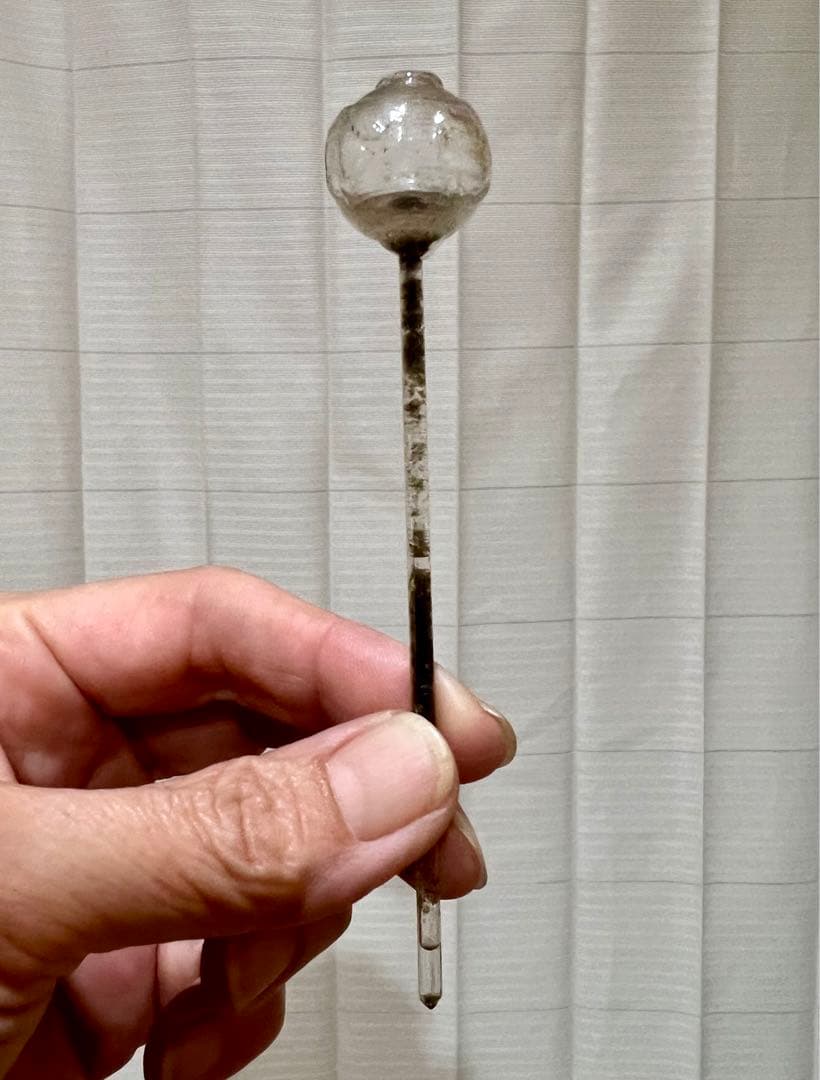 アンティーク　時代物　ウラン和ガラス　かんざし　簪　和装小物　江戸ガラス　提灯型