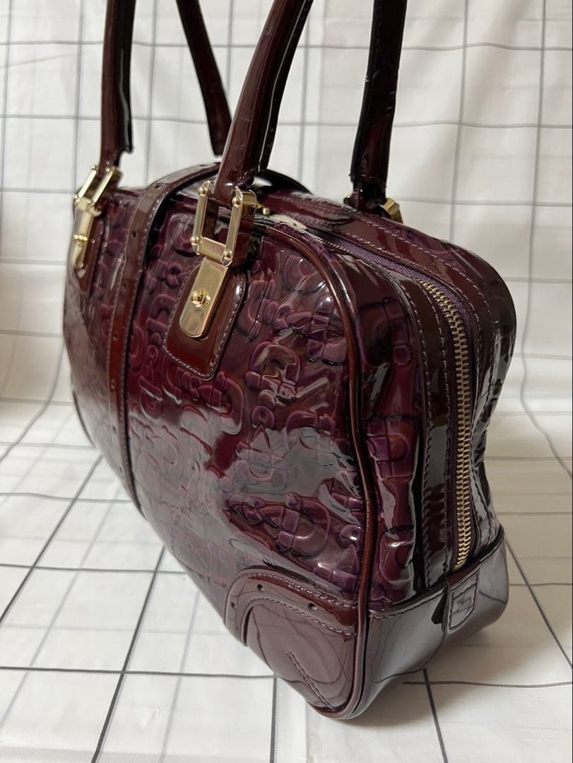 GUCCI グッチ　ワインレッド エナメルハンドバッグ　145770