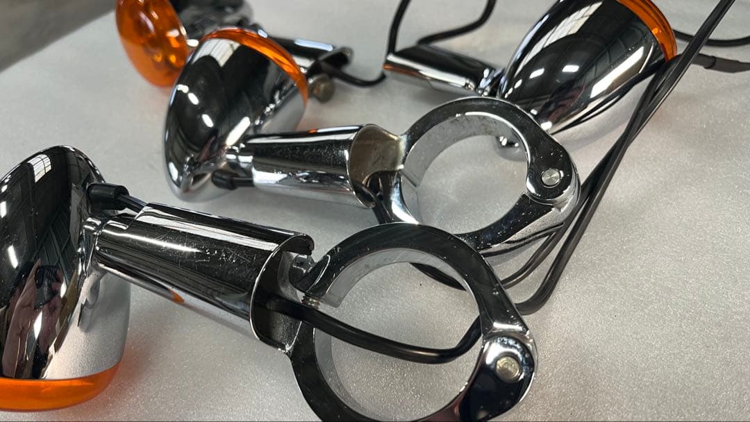 ウインカー左右 前後 ハーレー純正 フォーク移設クランプ 49mm