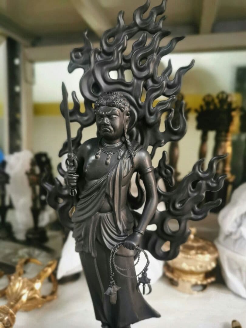 大型高30cm 豪華！仏像不動明王立像 銅製品 仏教美術品 真言宗 彫刻