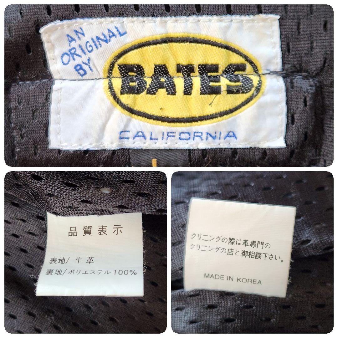 極美品✨BATES ライダースジャケット 牛革 背面デカロゴ キルティング