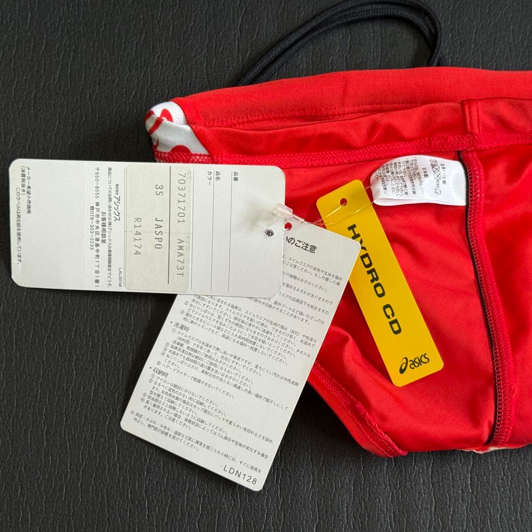 asics 競泳水着 レッド 未使用タグ付き 3Sサイズ