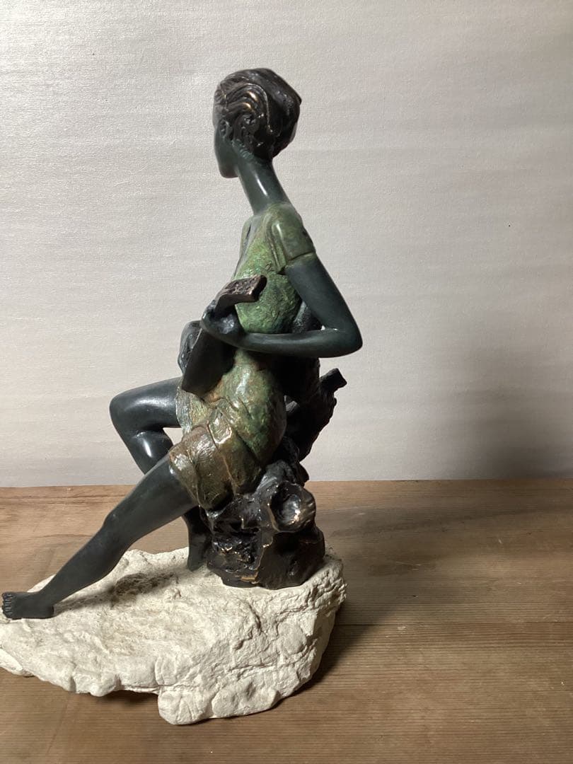 青銅製 マンドリンを弾く女性 彫刻 ２９cm ラフエンテ作