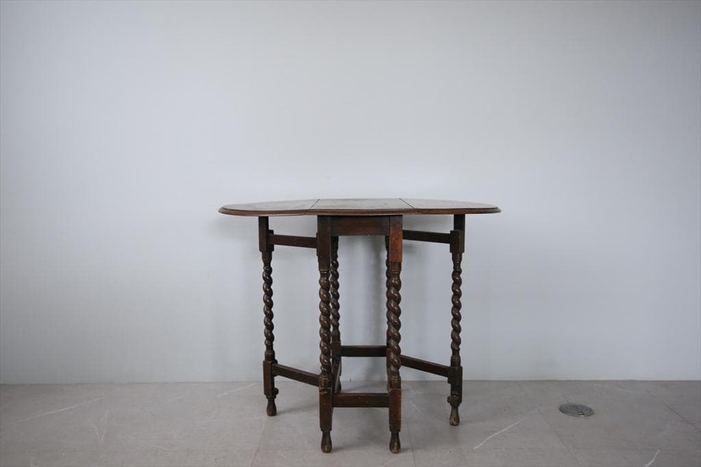 英国アンティーク木製ゲートレッグテーブル/ダイニング机バタフライ(91-261)