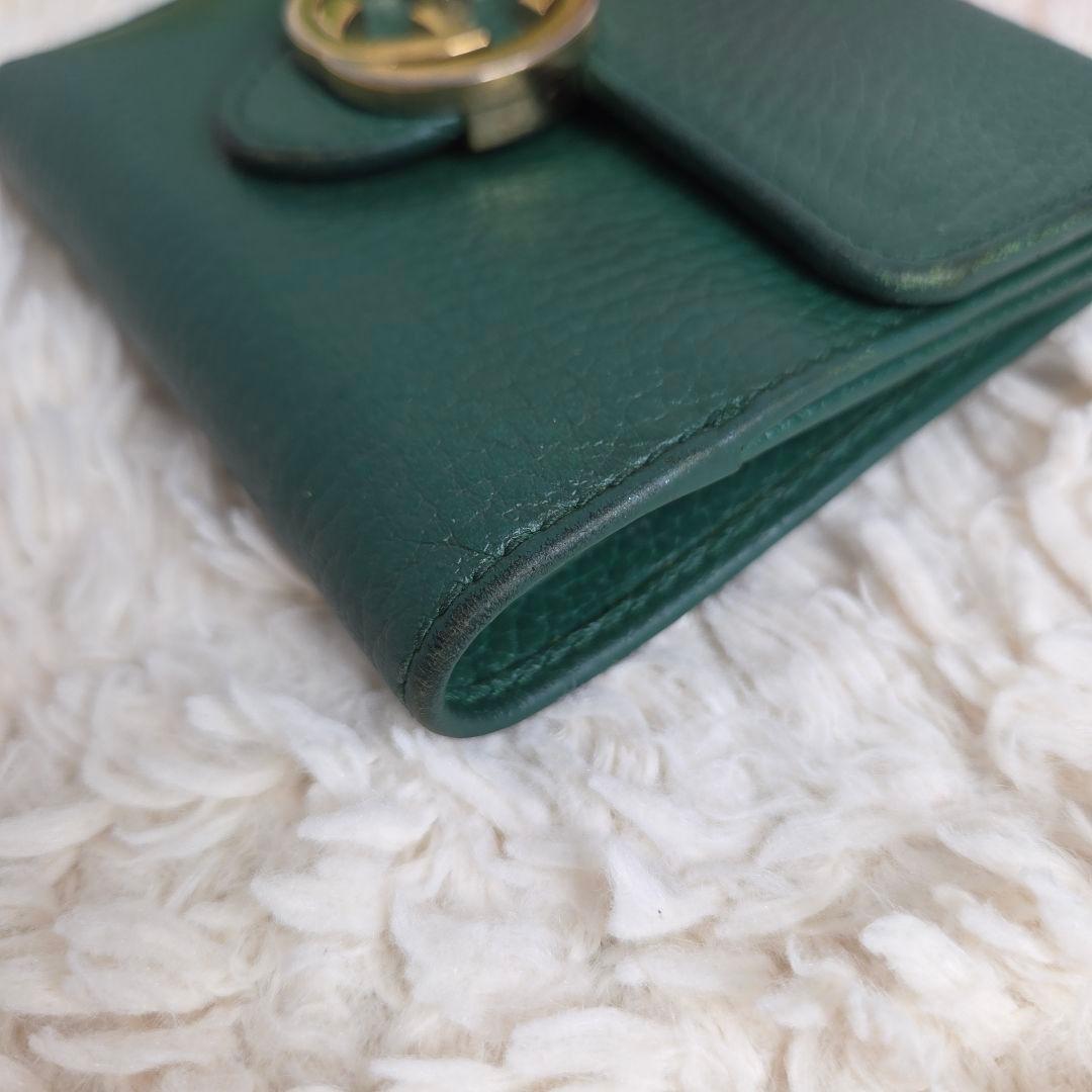 GUCCI グッチ GG インターロッキング 二つ折り財布 グリーン