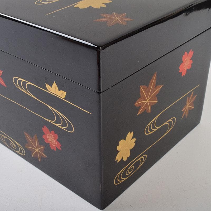 茶道具　黒漆　春秋蒔絵　茶箱　棗　巾筒など　九点　一式　仕覆付　M　R9327