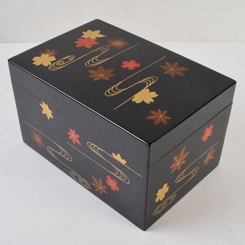 茶道具　黒漆　春秋蒔絵　茶箱　棗　巾筒など　九点　一式　仕覆付　M　R9327