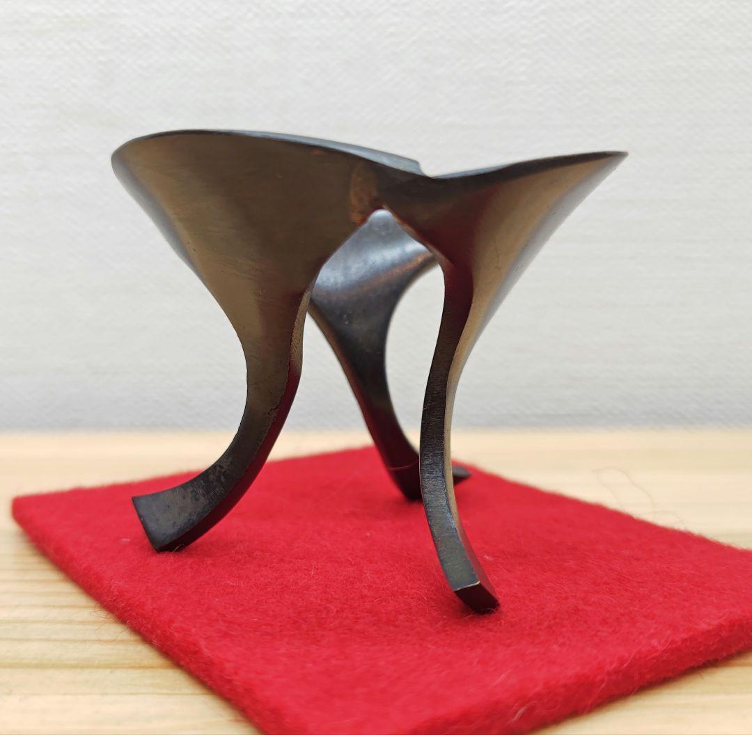 送料込【逢絢亭】茶道具 蓋置 銀杏鶴蓋置 三ツ銀杏 鉄製 一ノ瀬宗辰 共箱入り