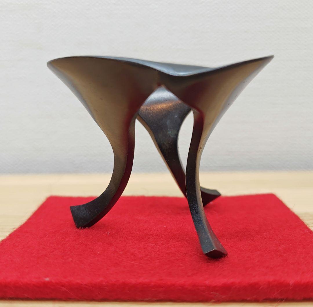 送料込【逢絢亭】茶道具 蓋置 銀杏鶴蓋置 三ツ銀杏 鉄製 一ノ瀬宗辰 共箱入り