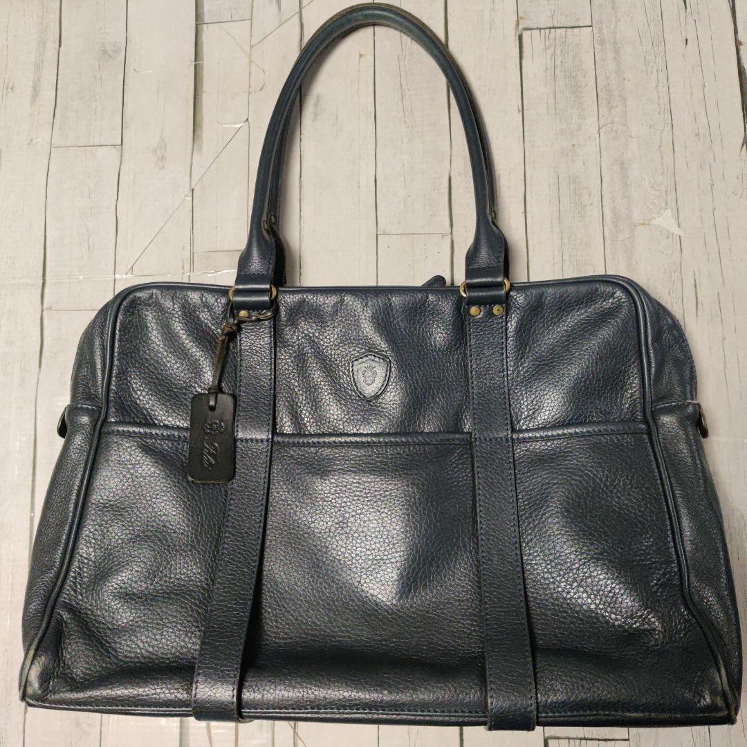 フェリージ Felisi 総レザーブリーフ バッグ ネイビー 美品 1730