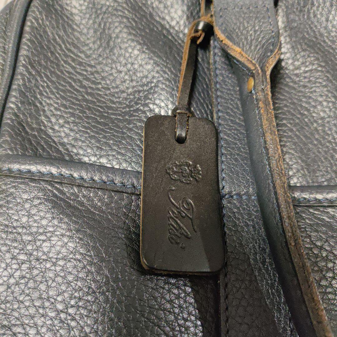 フェリージ Felisi 総レザーブリーフ バッグ ネイビー 美品 1730