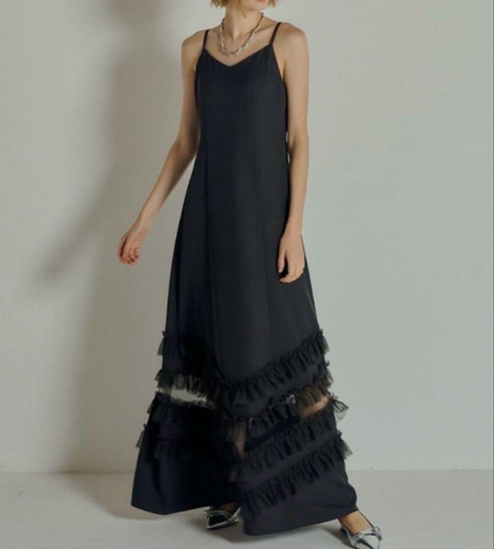Transparent hem setup dress 黒　S