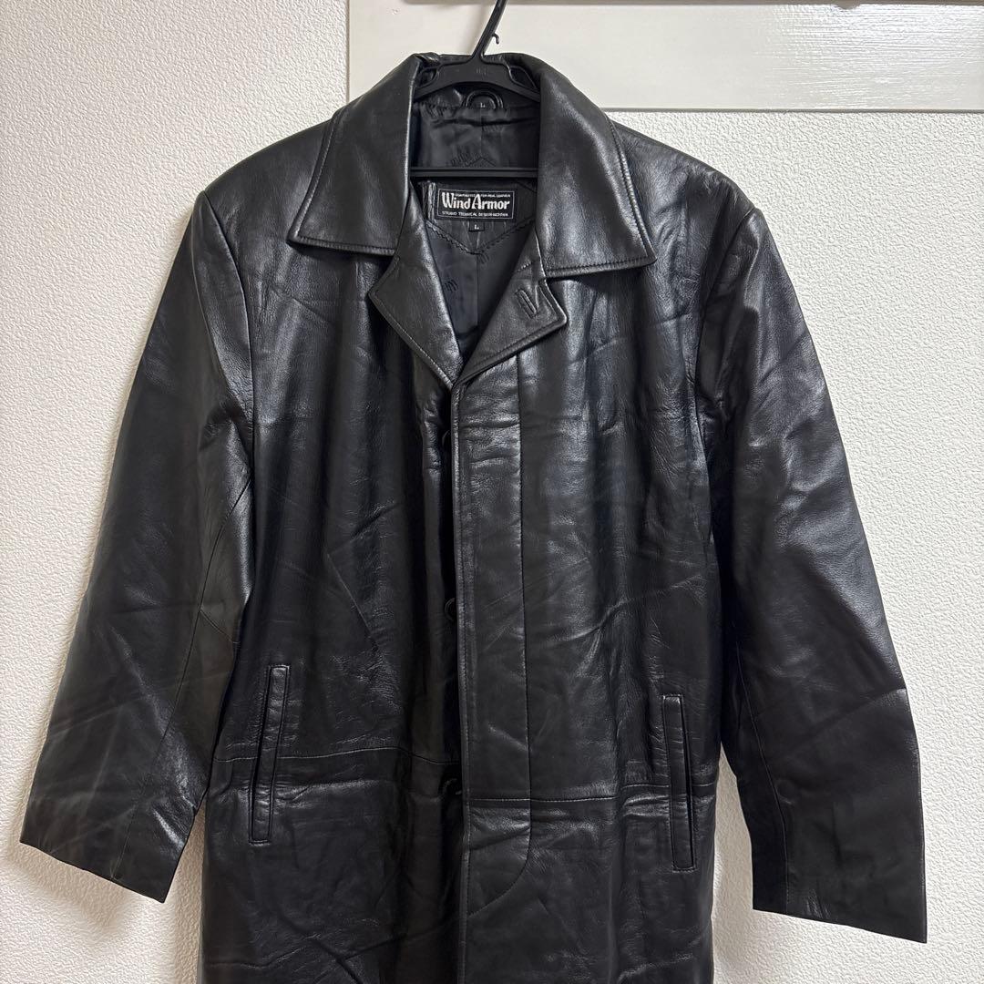 Wind Armor ラムレザー　羊革　ロングコート　ジャケット　ブラック　L