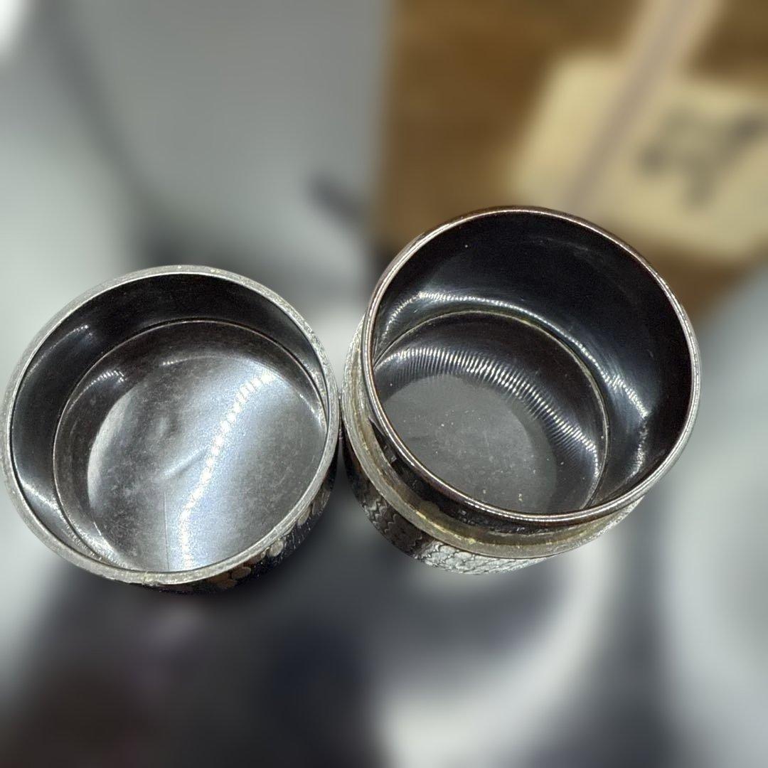 【光成】塗師・堅地屋清兵衛（堅清）作「菊紋につくし蒔絵・中次・棗」共箱