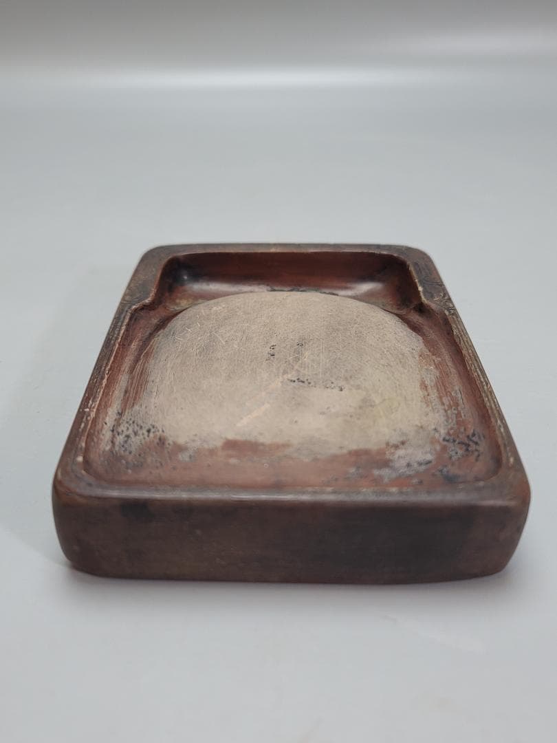 中国美術　書道具 紅澄泥双龍 文長方陶硯