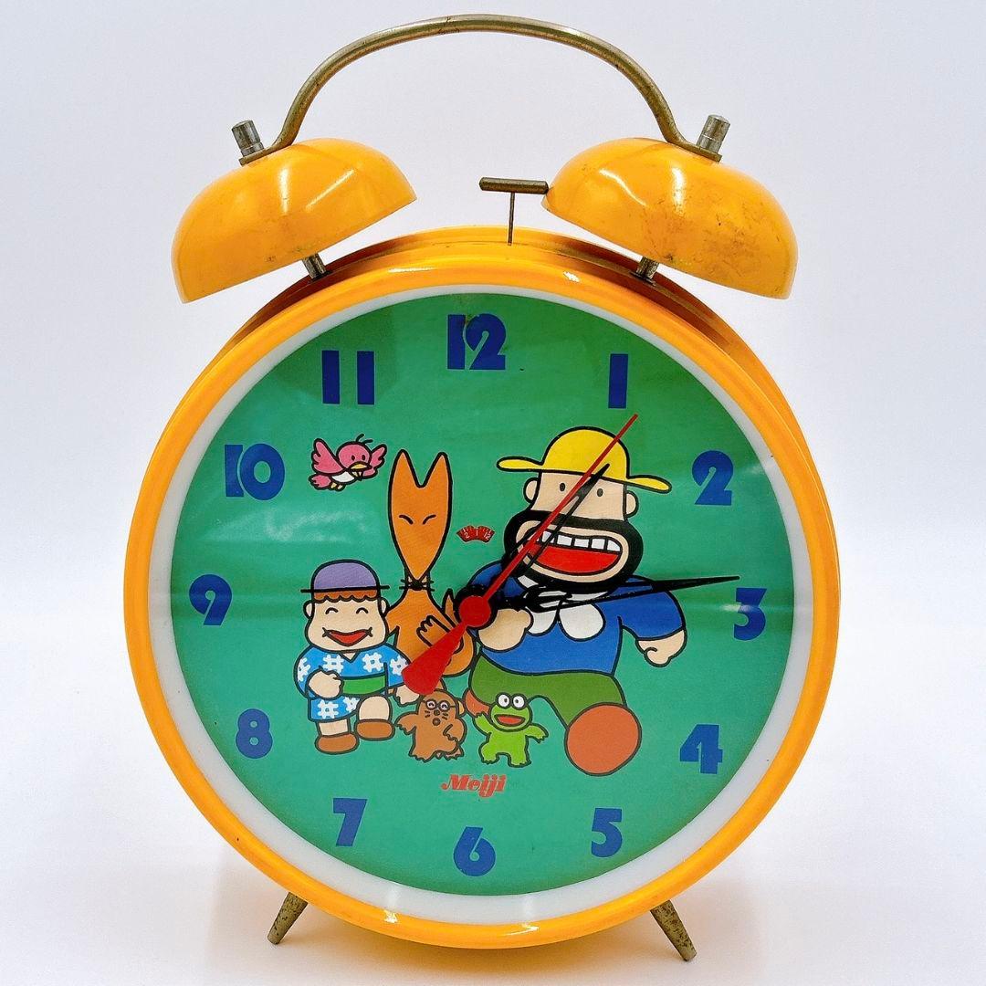 明治 カールおじさん レトロ目覚まし時計 昭和 当時物 【希少ロゴ】