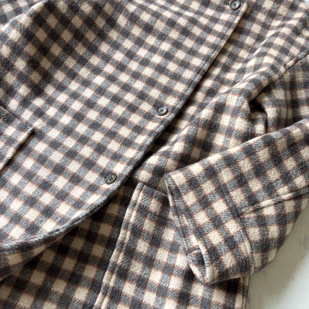 SLOBE IENA チェックスタンドコート　ロングコート　ウール◆6724