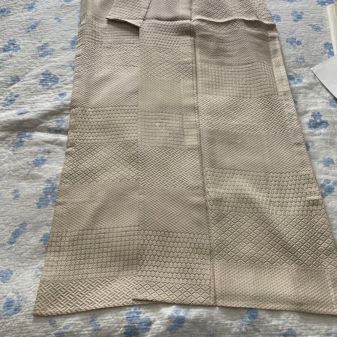 単衣小紋着物　ベージュ系　地織色々